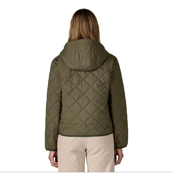 Patagonia Diamond Quilted Bomber Hoody Women's Size L NWT Basin Green - Picture 3 of 4